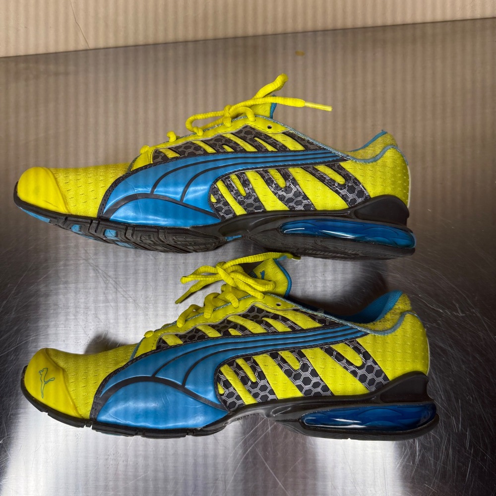 RARE Vtg Y2k Puma Running Shoes Womens Yellow Blue Size 10 2000s - Picture 2 of 9